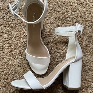 White Block Heels